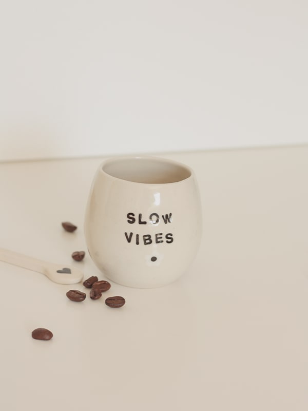Mug céramique à café, Slow Vibes, fait main Bleue Nuit Céramique