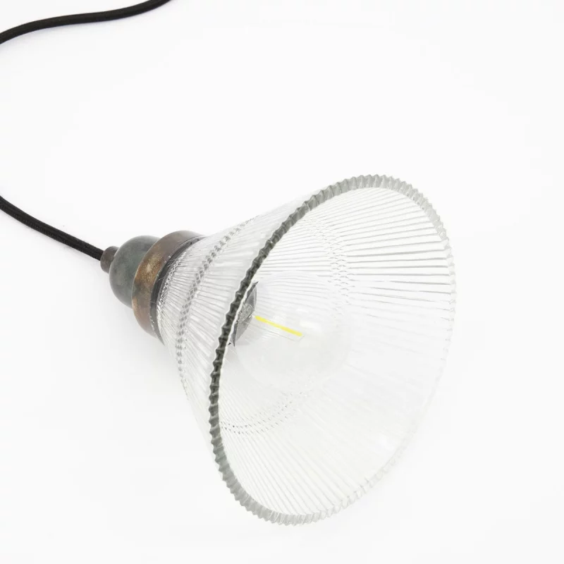 Petite lampe suspension verre texturé Vira