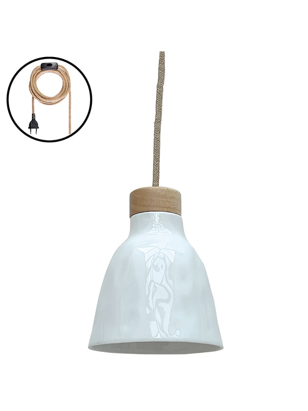 Lampe baladeuse points en céramique blanche
