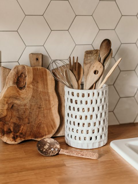 IMIKEYA Porte-ustensiles Céramique à Large Ouverture